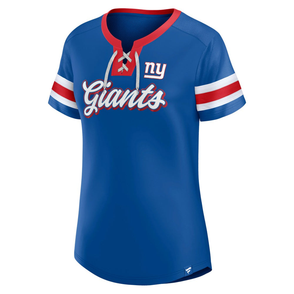 New York Giants Women's Original State Lace-Up T-Shirt Royal | Fanatics