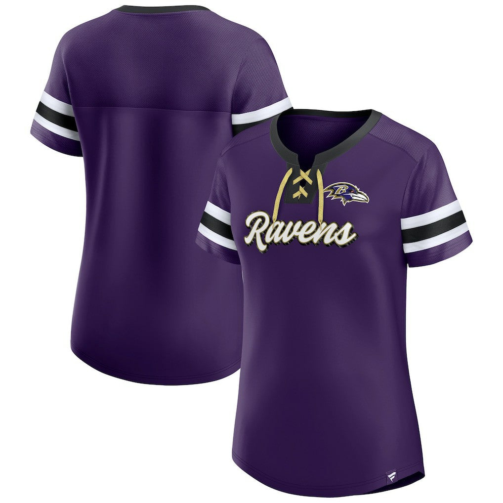 Baltimore Ravens Women's Original State Lace-Up T-Shirt Purple | Fanatics