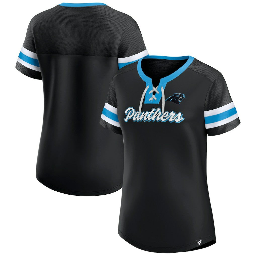 Carolina Panthers Women's Original State Lace-Up T-Shirt Black | Fanatics