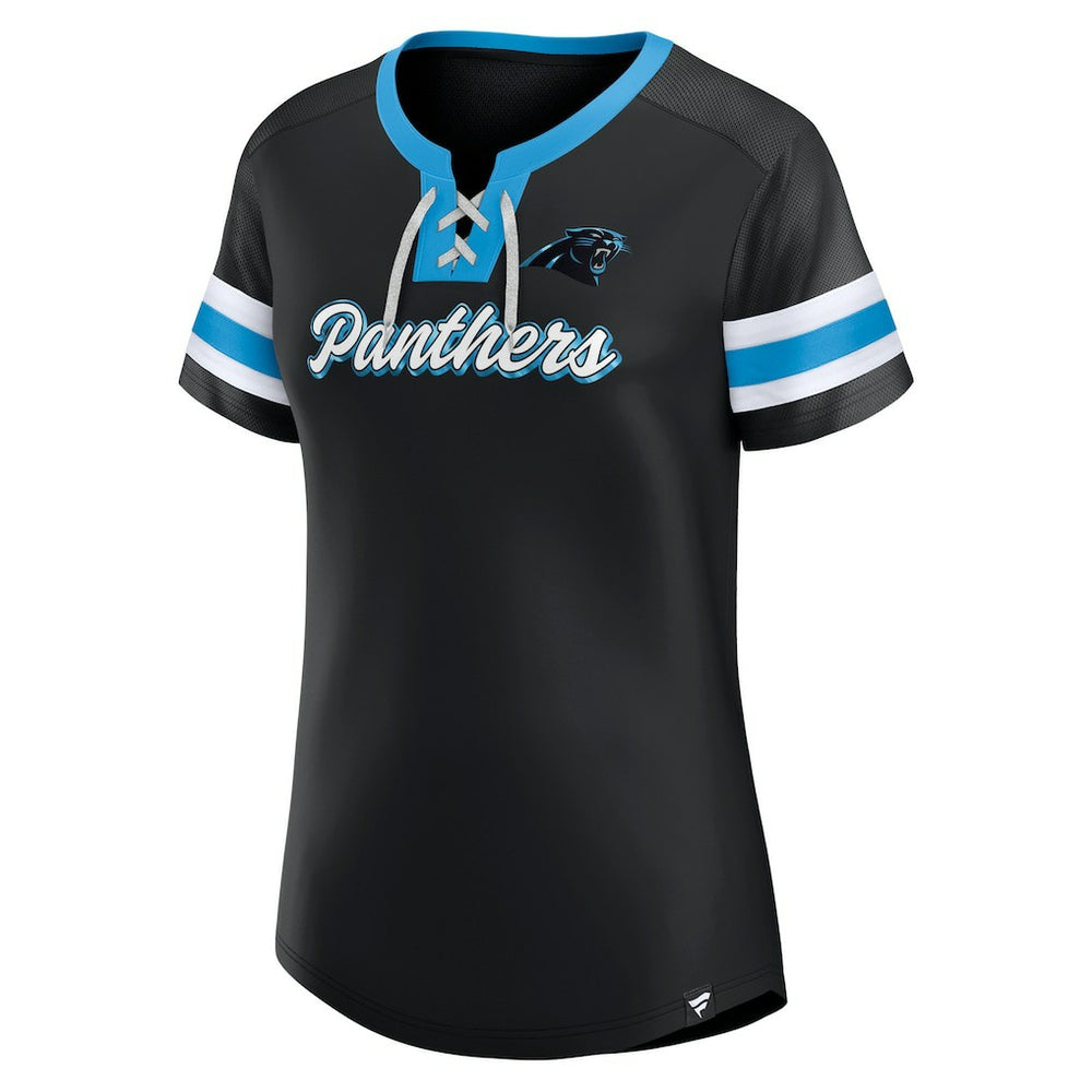 Carolina Panthers Women's Original State Lace-Up T-Shirt Black | Fanatics