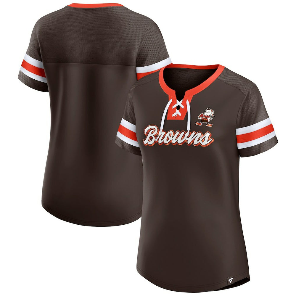Cleveland Browns Women's Original State Lace-Up T-Shirt Brown | Fanatics
