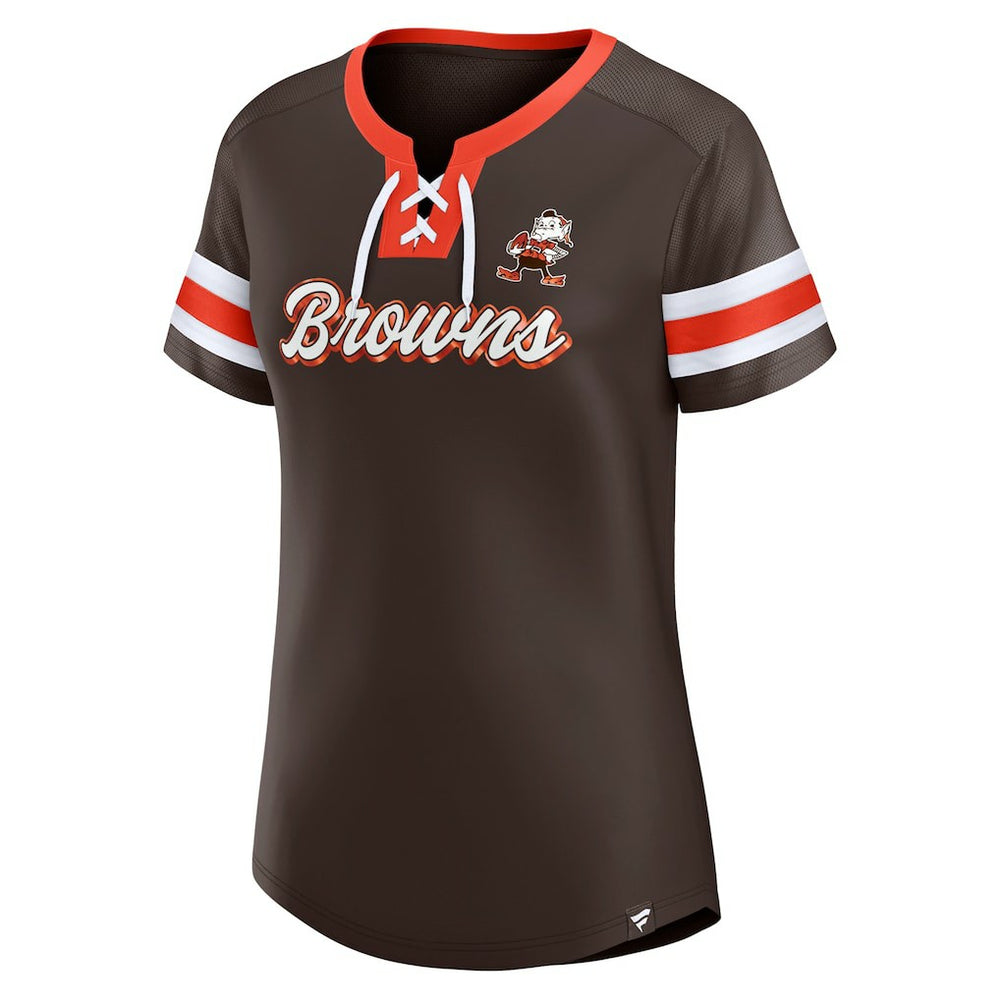 Cleveland Browns Women's Original State Lace-Up T-Shirt Brown | Fanatics