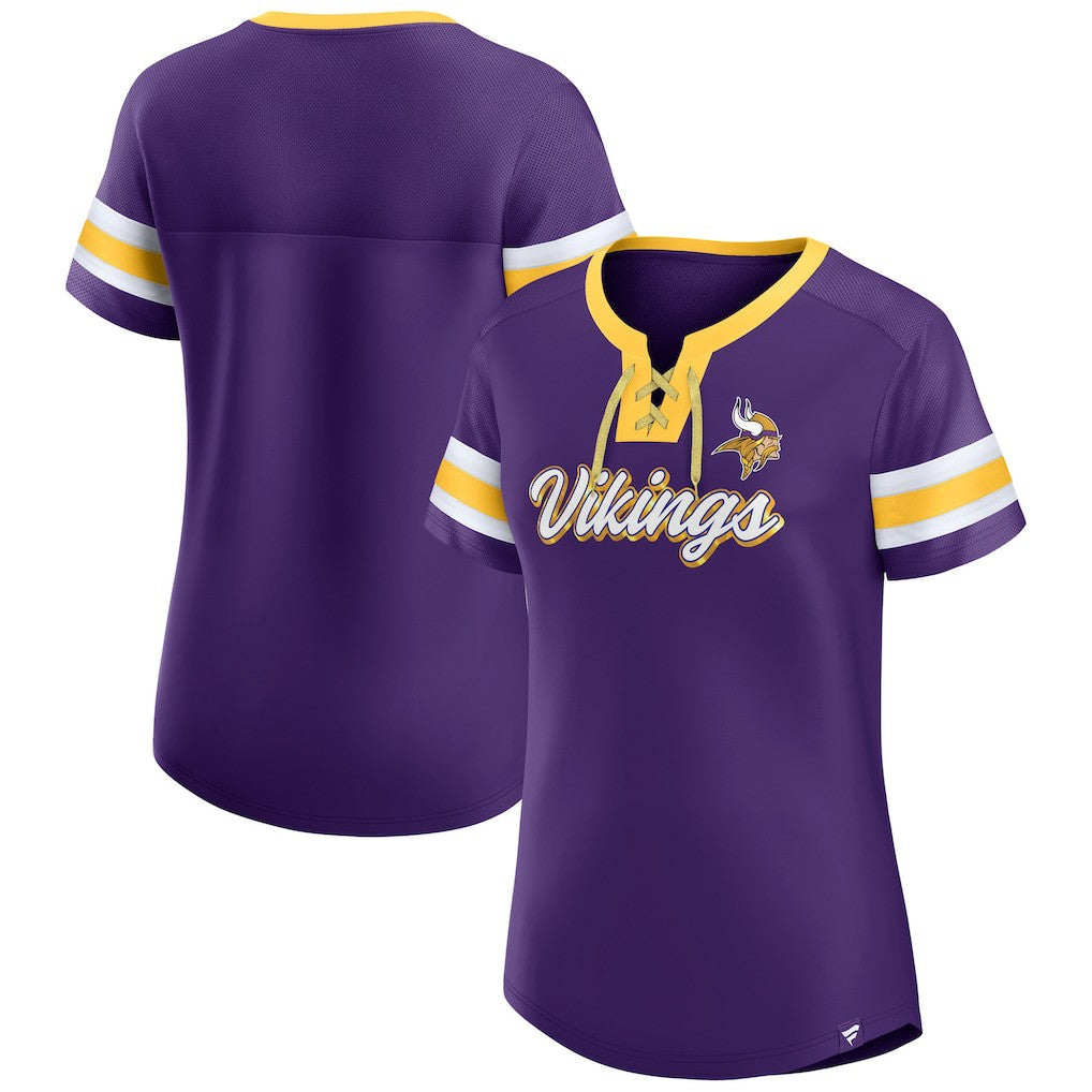 Minnesota Vikings Women's Original State Lace-Up T-Shirt Purple | Fanatics