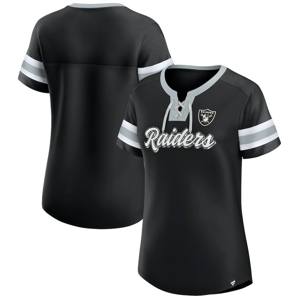 Las Vegas Raiders Women's Original State Lace-Up T-Shirt Black | Fanatics
