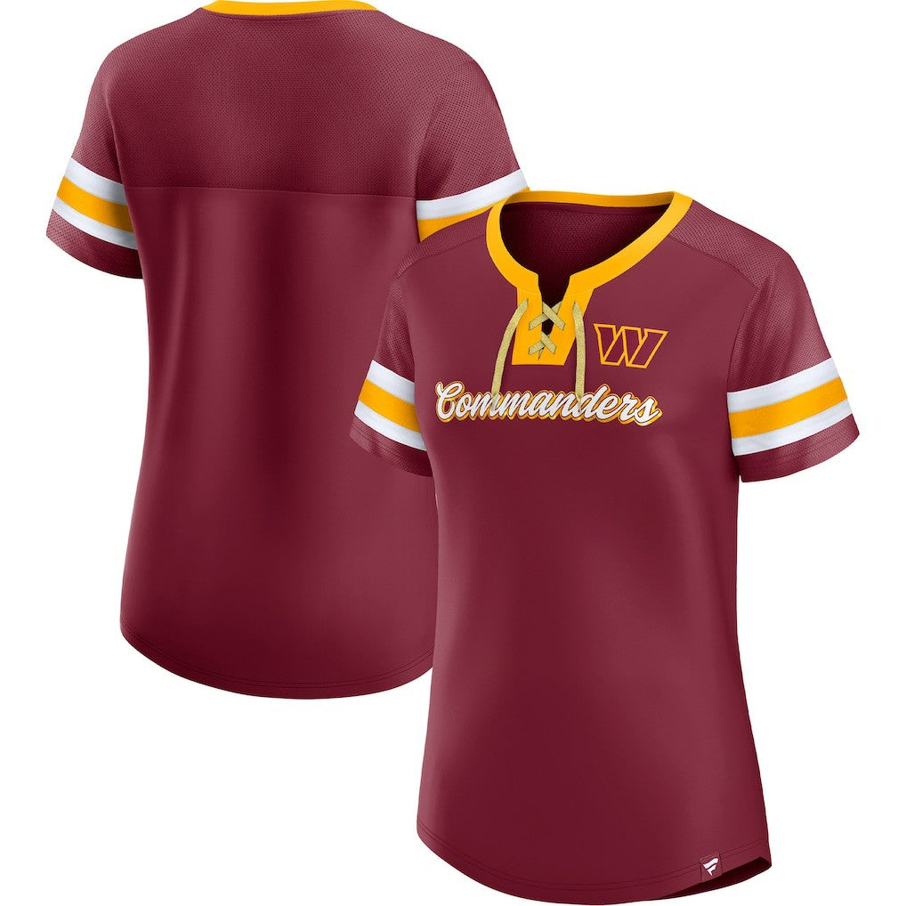Washington Commanders Women's Original State Lace-Up T-Shirt Burgundy | Fanatics