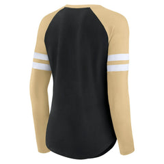 New Orleans Saints Women's True to Form Raglan Lace-Up V-Neck Long Sleeve T-Shirt Black/Gold | Fanatics
