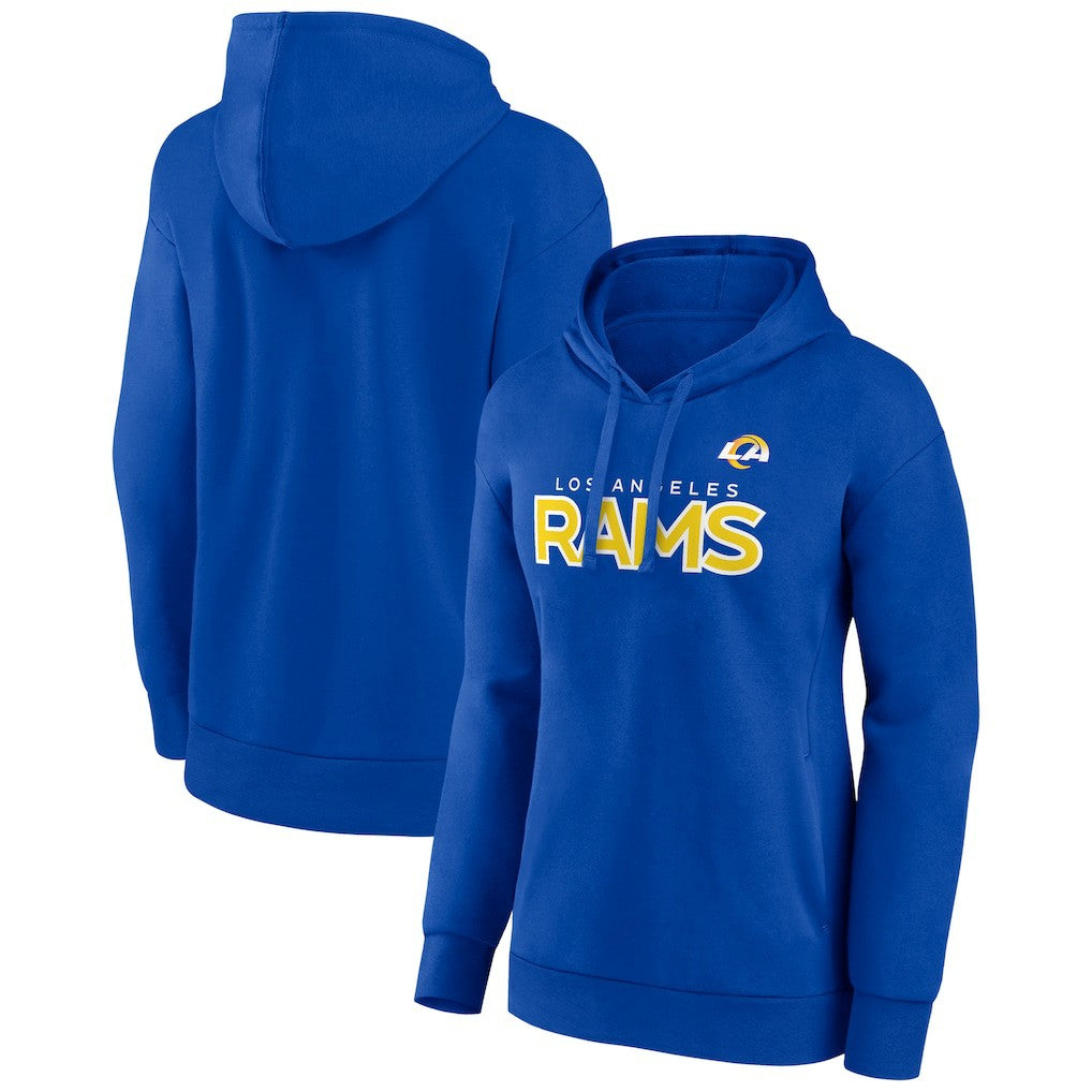 Los Angeles Rams Women's Iconic Cotton Fleece Checklist Pullover Hoodie Royal | Fanatics