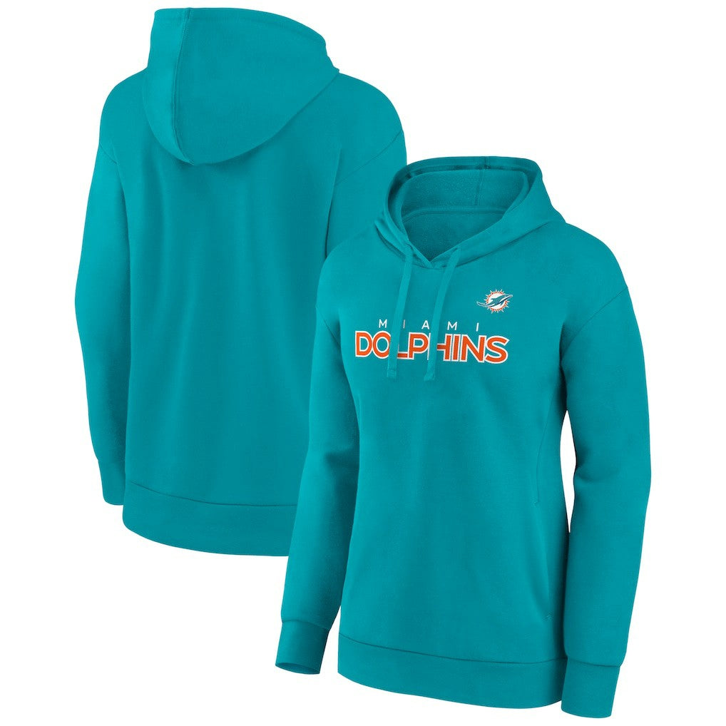 Miami Dolphins Women's Iconic Cotton Fleece Checklist Pullover Hoodie Aqua | Fanatics