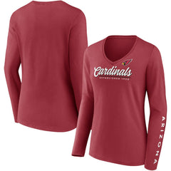 Arizona Cardinals Women's Drive Forward V-Neck Long Sleeve T-Shirt Cardinal | Fanatics