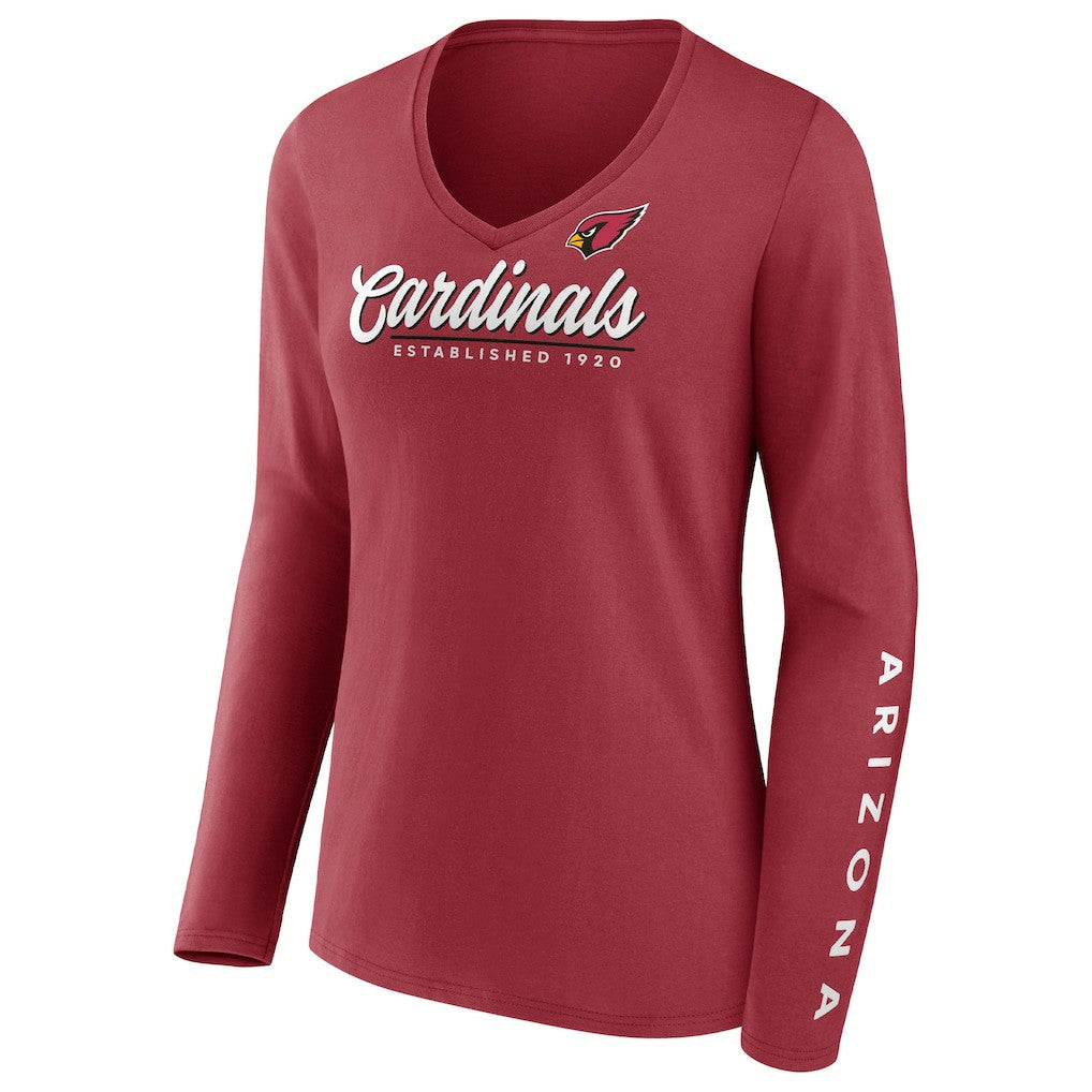 Arizona Cardinals Women's Drive Forward V-Neck Long Sleeve T-Shirt Cardinal | Fanatics