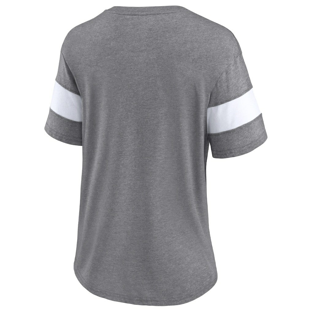 Cleveland Browns Women's Distressed Team Tri-Blend V-Neck T-Shirt Heathered Gray/White | Fanatics