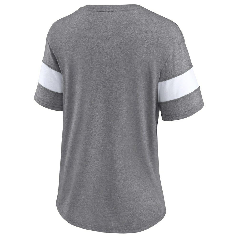 Cleveland Browns Women's Distressed Team Tri-Blend V-Neck T-Shirt Heathered Gray/White | Fanatics