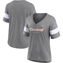Cleveland Browns Women's Give It All Half-Sleeve Tri-Blend V-Neck T-Shirt Heather Gray | Fanatics