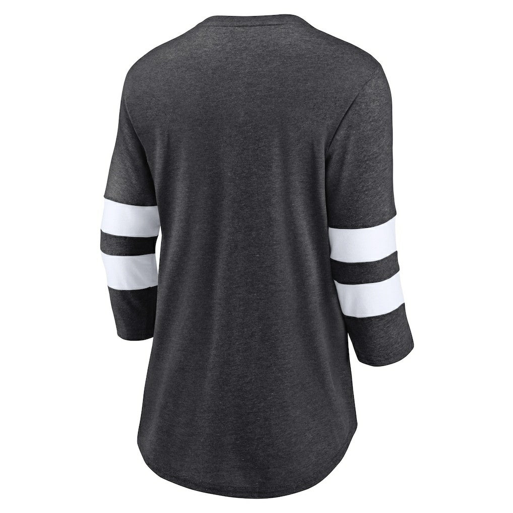 Las Vegas Raiders Women's Primary Logo 3/4 Sleeve Scoop Neck T-Shirt Heathered Charcoal | Fanatics