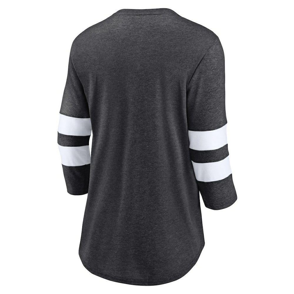 Las Vegas Raiders Women's Primary Logo 3/4 Sleeve Scoop Neck T-Shirt Heathered Charcoal | Fanatics