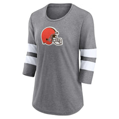 Cleveland Browns Women's Primary Logo 3/4 Sleeve Scoop Neck T-Shirt Heathered Gray | Fanatics