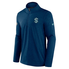 Seattle Kraken Fanatics Authentic Pro Rink Quartet-Zip Jacket - Heather Deep Sea Blue - NHL
