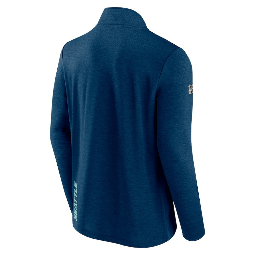 Seattle Kraken Fanatics Authentic Pro Rink Quartet-Zip Jacket - Heather Deep Sea Blue - NHL