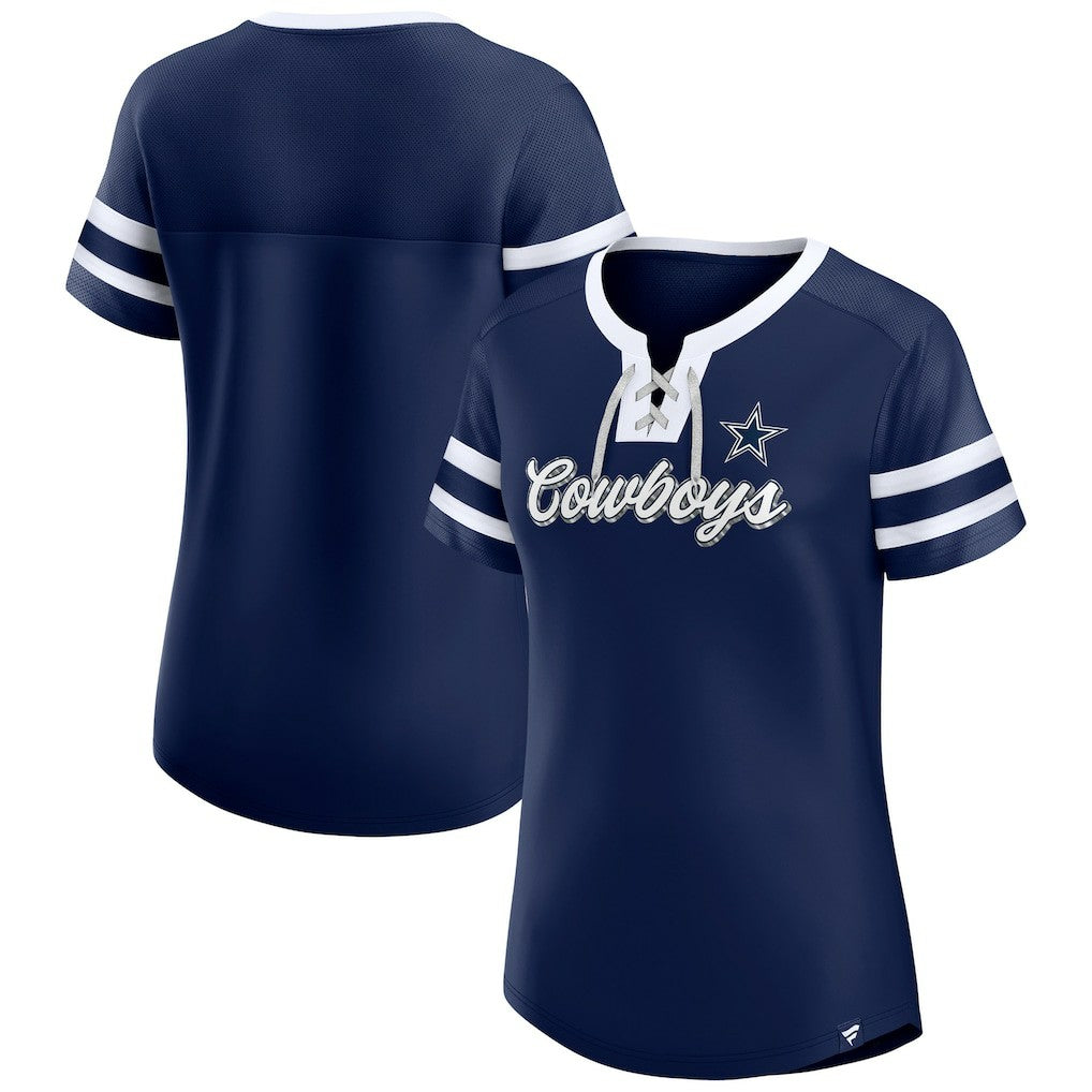 Dallas Cowboys Women's Original State Lace-Up T-Shirt Navy | Fanatics
