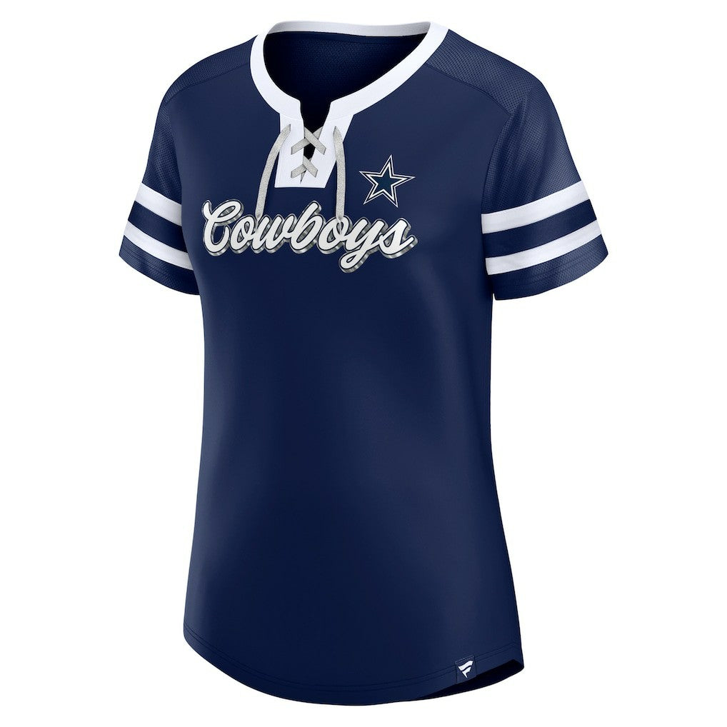 Dallas Cowboys Women's Original State Lace-Up T-Shirt Navy | Fanatics