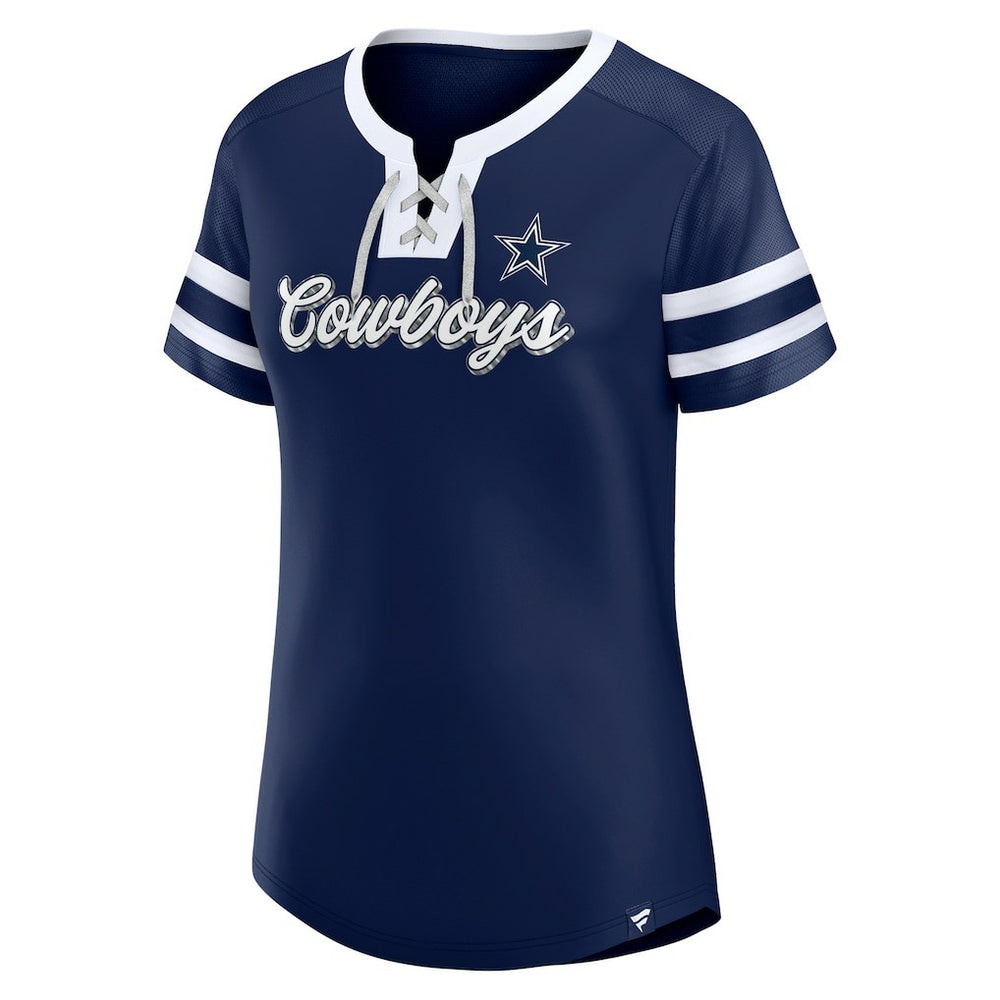 Dallas Cowboys Women's Original State Lace-Up T-Shirt Navy | Fanatics