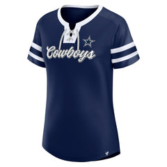 Dallas Cowboys Women's Original State Lace-Up T-Shirt Navy | Fanatics
