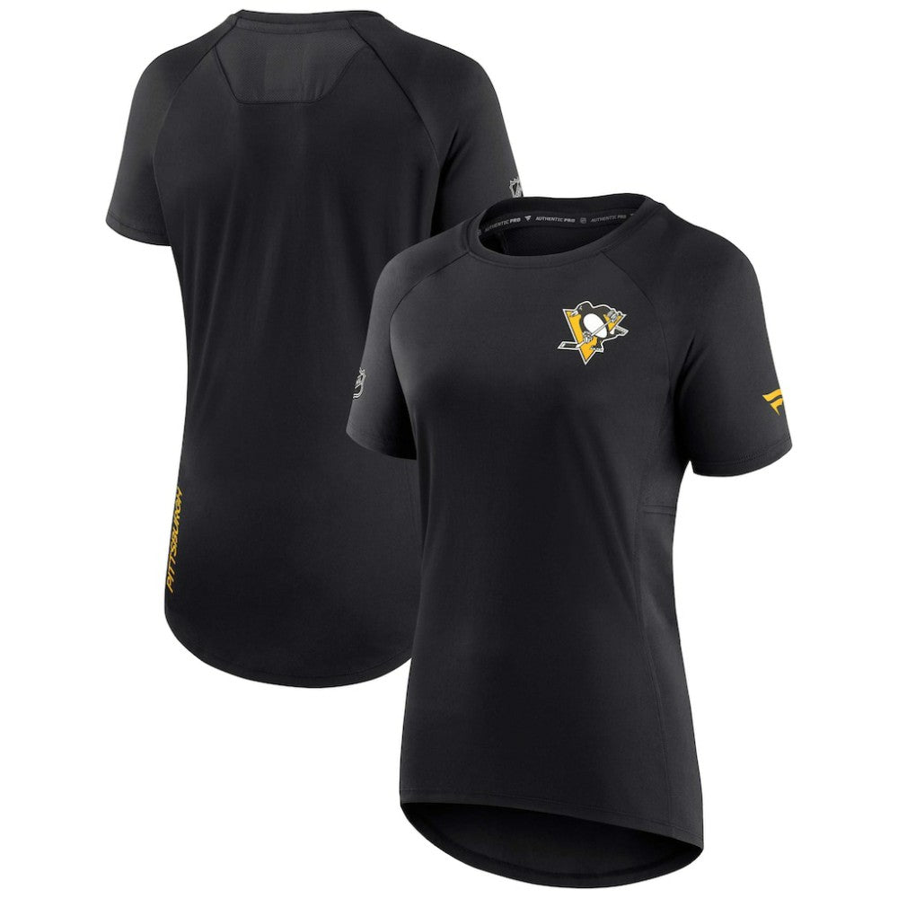 Pittsburgh Penguins Fanatics Women's Authentic Pro Rink Raglan Tech T-Shirt - Black - NHL
