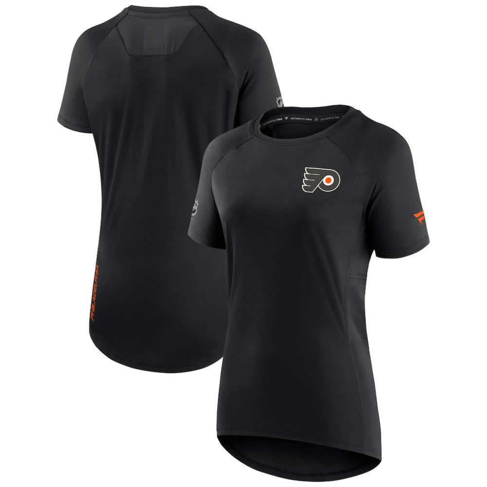Philadelphia Flyers Fanatics Women's Authentic Pro Rink Raglan Tech T-Shirt - Black - NHL