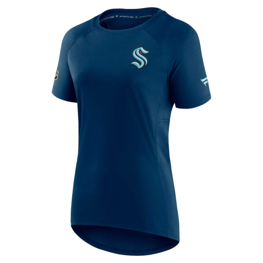 Seattle Kraken Fanatics Women's Authentic Pro Rink Raglan Tech T-Shirt - Deep Sea Blue - NHL