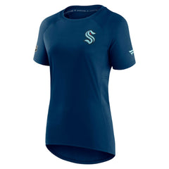 Seattle Kraken Fanatics Women's Authentic Pro Rink Raglan Tech T-Shirt - Deep Sea Blue - NHL