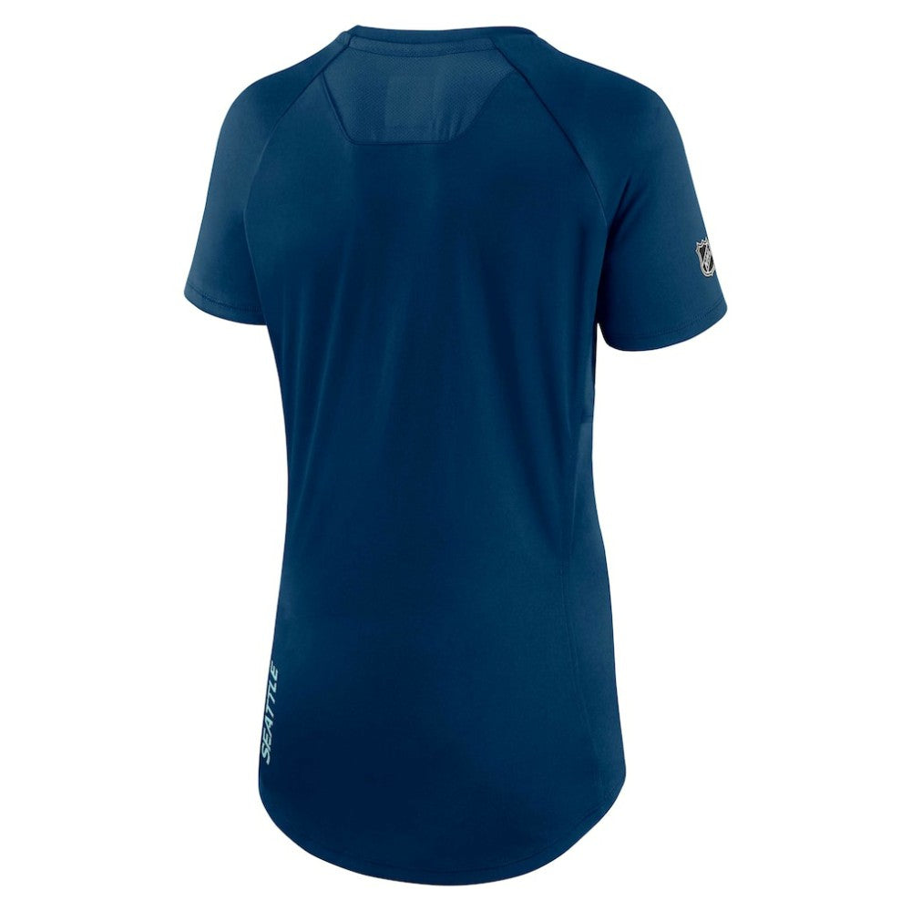 Seattle Kraken Fanatics Women's Authentic Pro Rink Raglan Tech T-Shirt - Deep Sea Blue - NHL