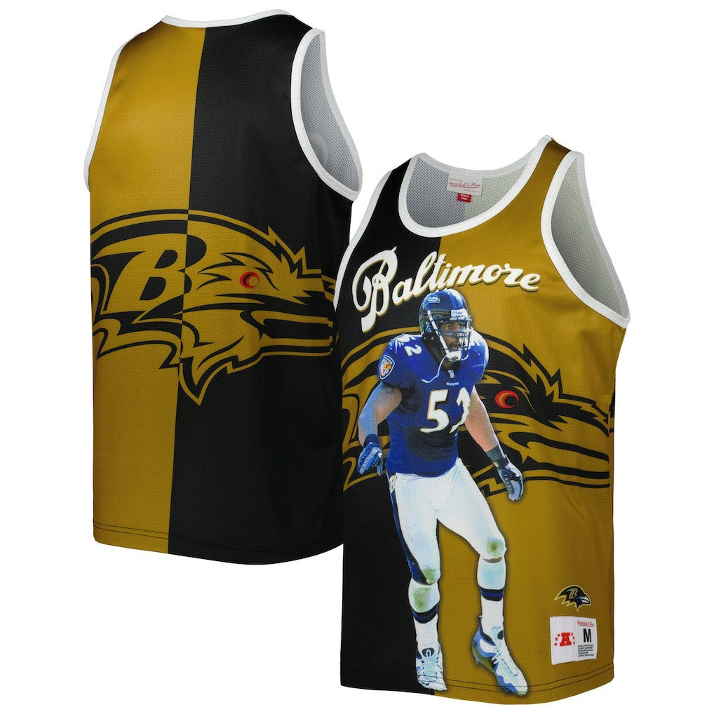 Ray Lewis Baltimore Ravens Retired Player Graphic Tank Top Black/Gold | Mitchell & Ness