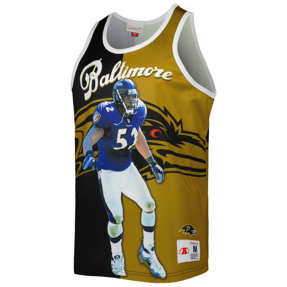 Ray Lewis Baltimore Ravens Retired Player Graphic Tank Top Black/Gold | Mitchell & Ness
