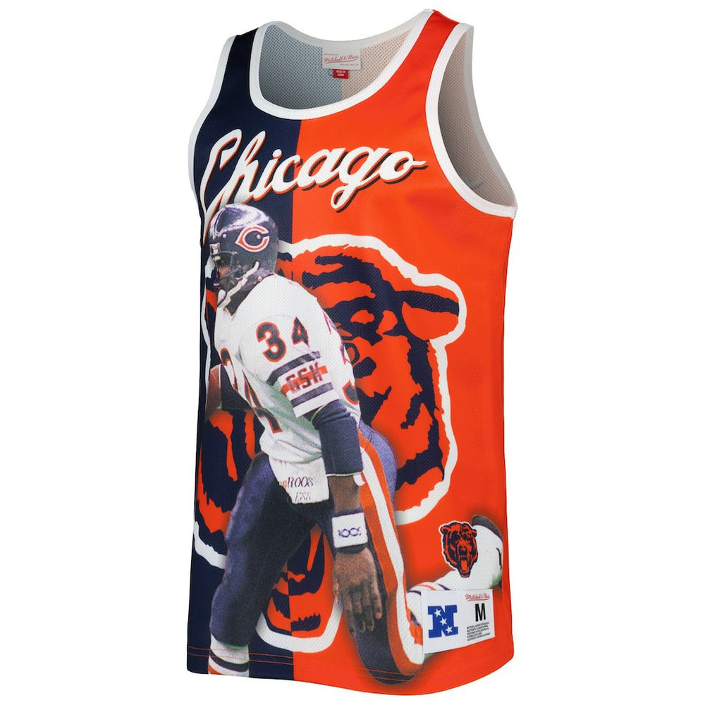 Walter Payton Chicago Bears Retired Player Graphic Tank Top Navy/Orange | Mitchell & Ness
