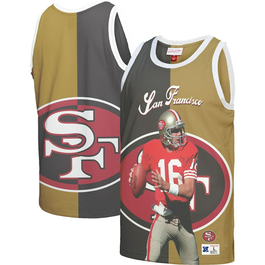 Joe Montana San Francisco 49ers Retired Player Graphic Tank Top Black/Gold | Mitchell & Ness