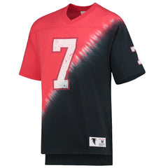 Michael Vick Atlanta Falcons Retired Player Name & Number Diagonal Tie-Dye V-Neck T-Shirt Black/Red | Mitchell & Ness