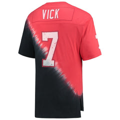 Michael Vick Atlanta Falcons Retired Player Name & Number Diagonal Tie-Dye V-Neck T-Shirt Black/Red | Mitchell & Ness