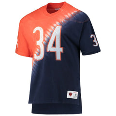 Walter Payton Chicago Bears Retired Player Name & Number Diagonal Tie-Dye V-Neck T-Shirt Orange/Navy | Mitchell & Ness