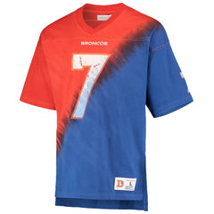 John Elway Denver Broncos Retired Player Name & Number Diagonal Tie-Dye V-Neck T-Shirt Orange/Royal | Mitchell & Ness