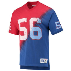 Lawrence Taylor New York Giants Retired Player Name & Number Diagonal Tie-Dye V-Neck T-Shirt Red/Royal | Mitchell & Ness