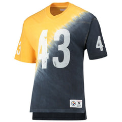 Troy Polamalu Pittsburgh Steelers Retired Player Name & Number Diagonal Tie-Dye V-Neck T-Shirt Gold/Black | Mitchell & Ness