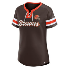 Baker Mayfield Cleveland Browns Women's Athena Name & Number Notch Neck T-Shirt Brown | Fanatics