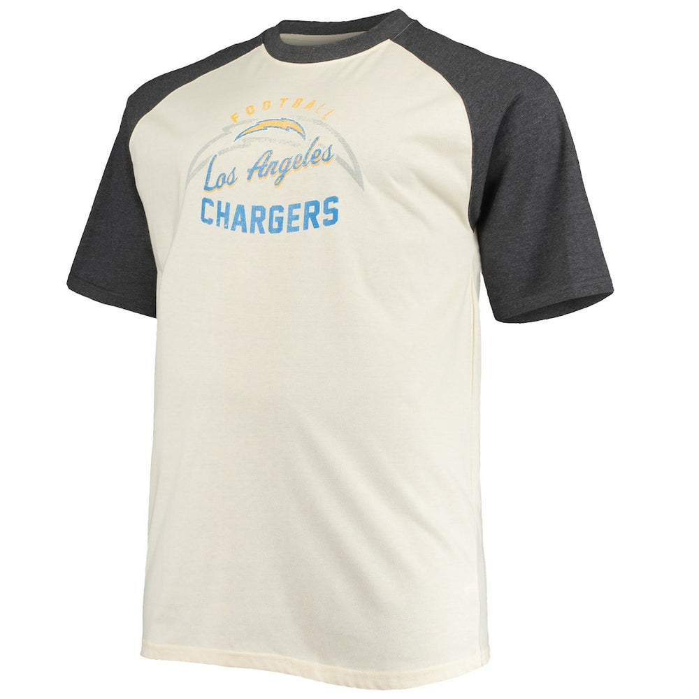 Justin Herbert Los Angeles Chargers Big & Tall Player Name & Number Raglan T-Shirt Oatmeal | NFL