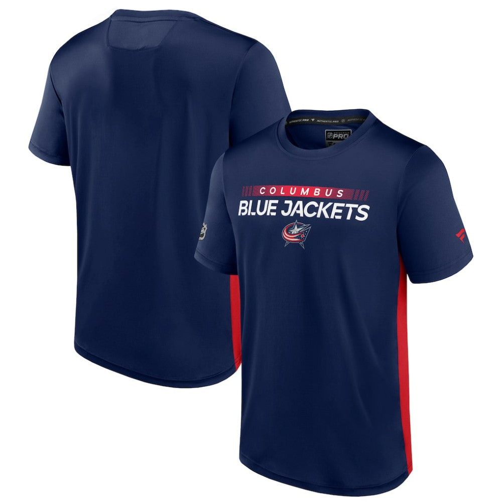 Columbus Blue Jackets Fanatics Authentic Pro Rink Tech T-Shirt - Navy/Red - NHL