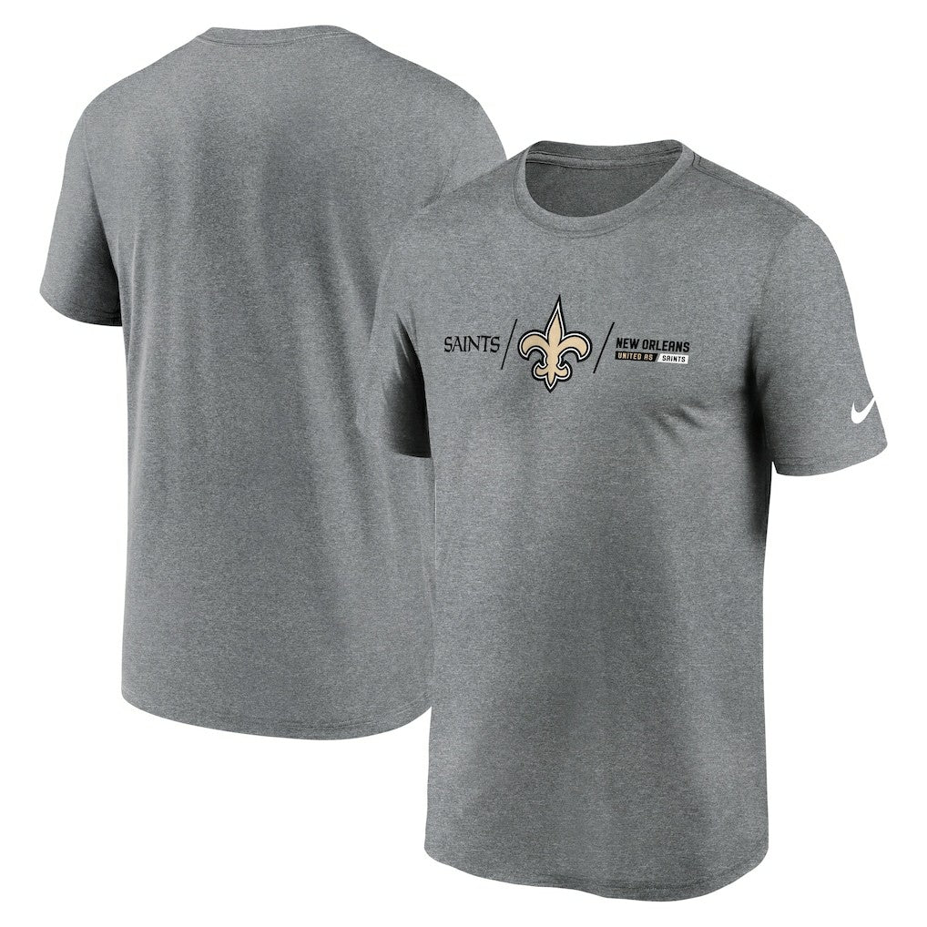 New Orleans Saints Horizontal Lockup Legend Performance T-Shirt Heathered Charcoal | Nike for Sale