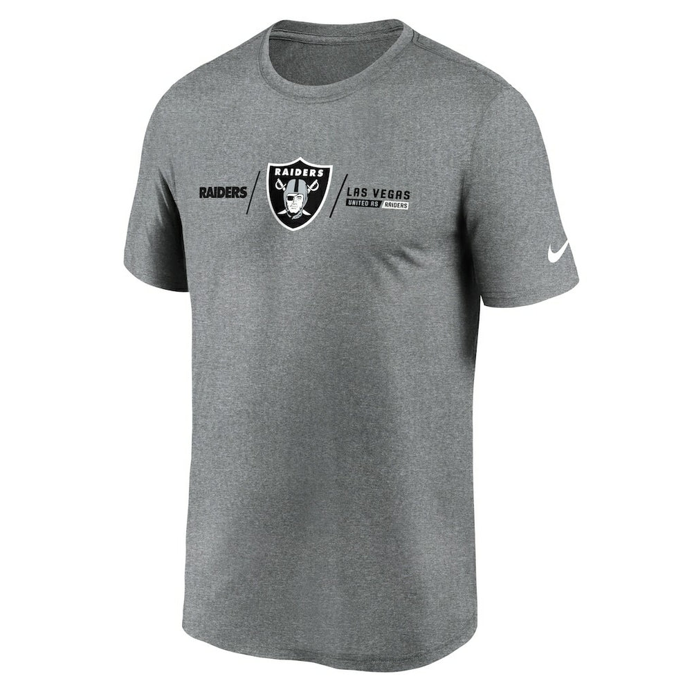 Las Vegas Raiders Horizontal Lockup Legend Performance T-Shirt Heather Charcoal | Nike for Sale