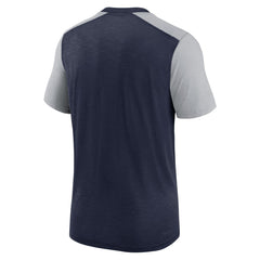 Seattle Seahawks Color Block Team Name T-Shirt Heathered College Navy/Heathered Gray | Nike for Sale