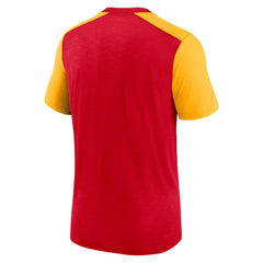 Kansas City Chiefs Color Block Team Name T-Shirt Heathered Red/Heathered Gold | Nike for Sale