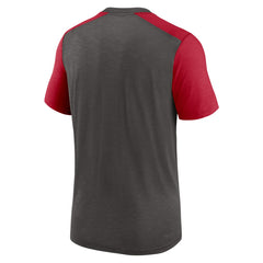 Tampa Bay Buccaneers Color Block Team Name T-Shirt Heathered Pewter/Heathered Red | Nike for Sale