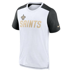 New Orleans Saints Color Block Team Name T-Shirt White/Heathered Black | Nike for Sale